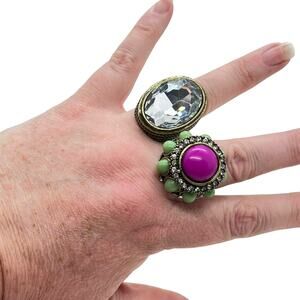 Bold Statement Rings Stretch Back Mark by Avon Clear and Purple Stones Women
